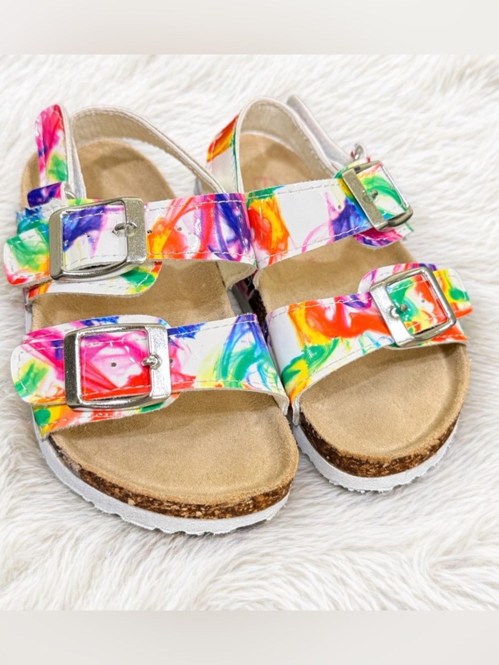 Girls Laura Ashley Rainbow Buckle Cork Sandals Size 7 Toddler Casual Shoes - Picture 1 of 7